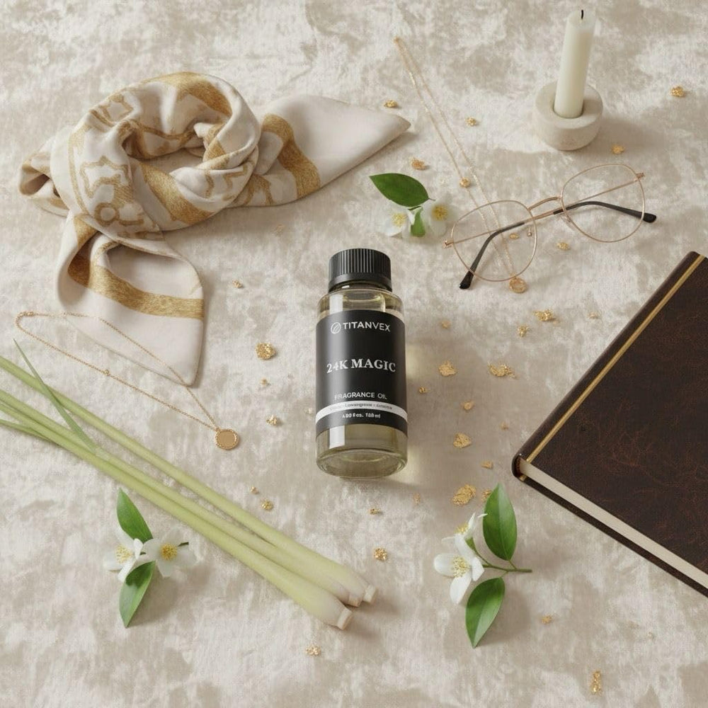 TitanVex 24K Magic Diffuser Oil pour—precise dosing for lasting aroma.