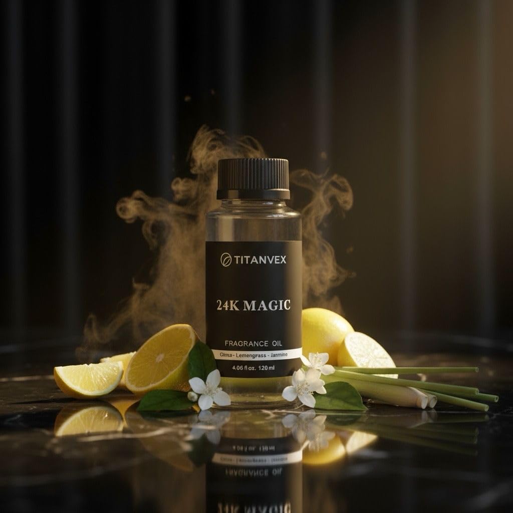 TitanVex 24K Magic Diffuser Oil room-ambience—spa-like atmosphere.