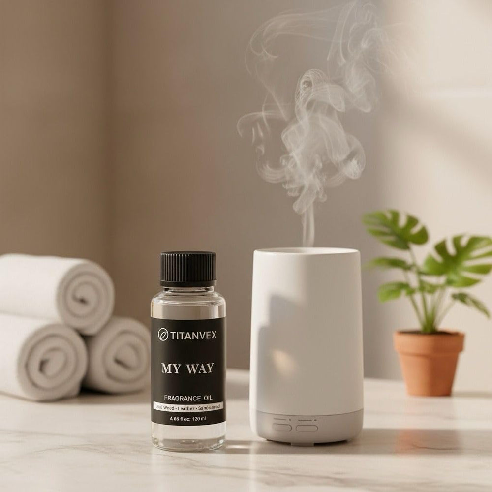 TitanVex My Way mist diffusion demonstrates fine dry aroma dispersion without residue