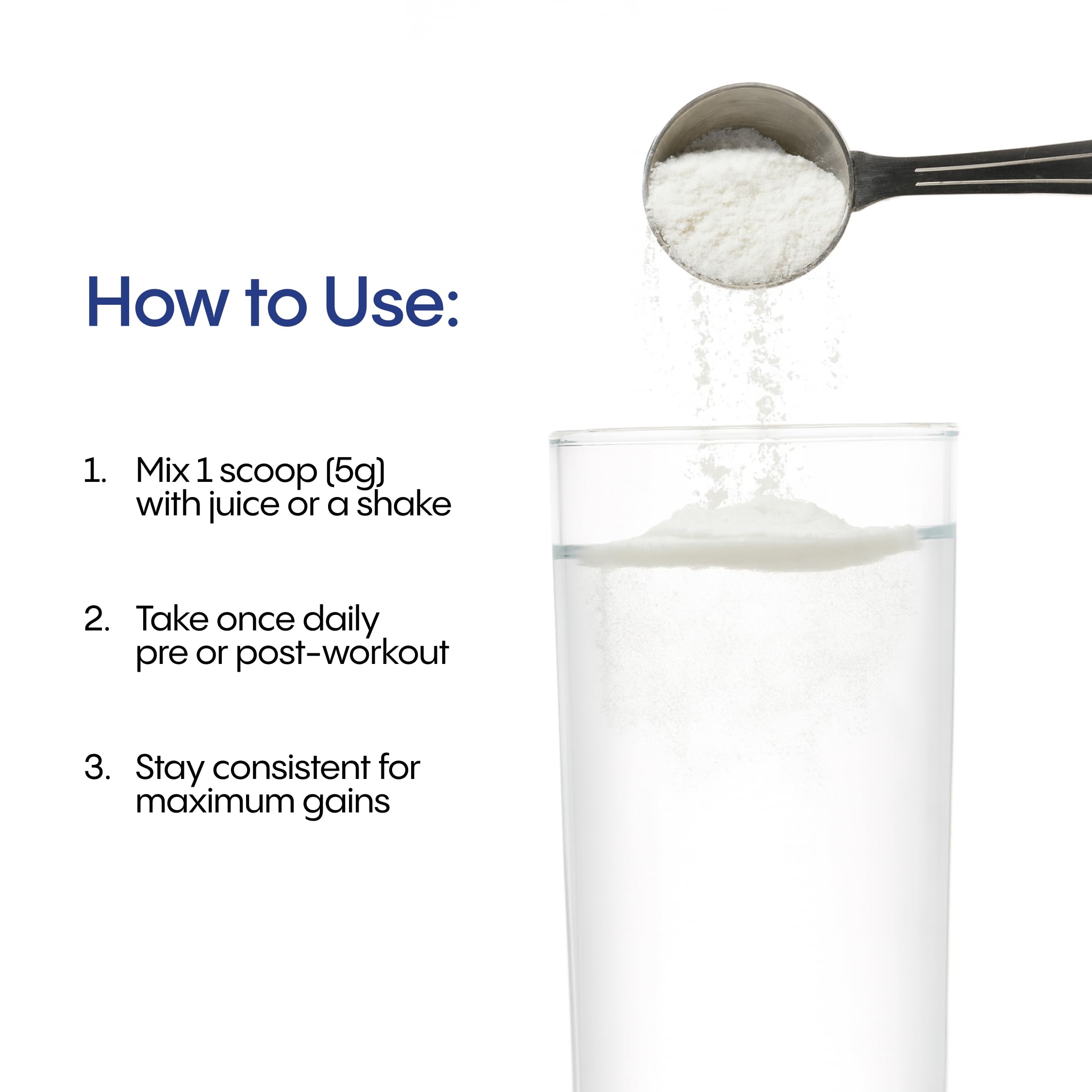 TIVAGENICS creatine powder dissolving in water for quick hydration