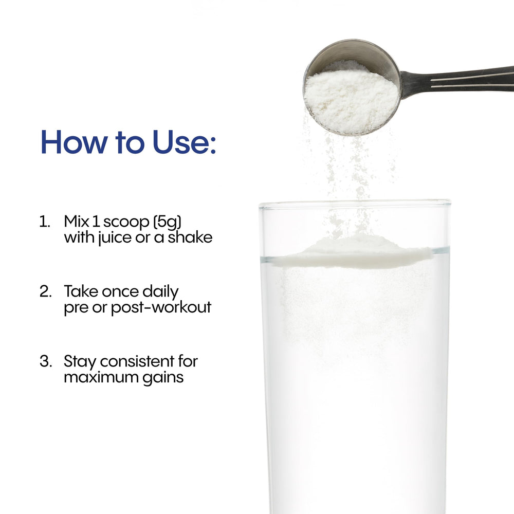 TIVAGENICS creatine powder dissolving in water for quick hydration