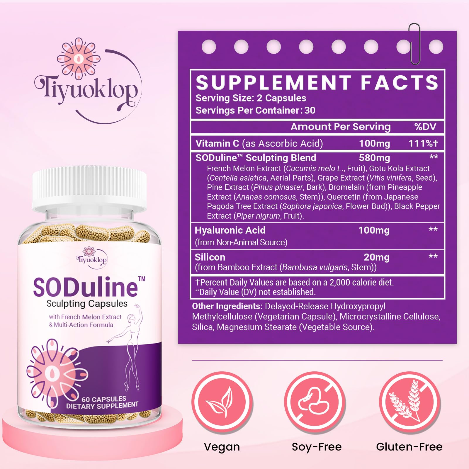 Tiyuoklop SODuline pink beadlets capsule texture for skin smoothness