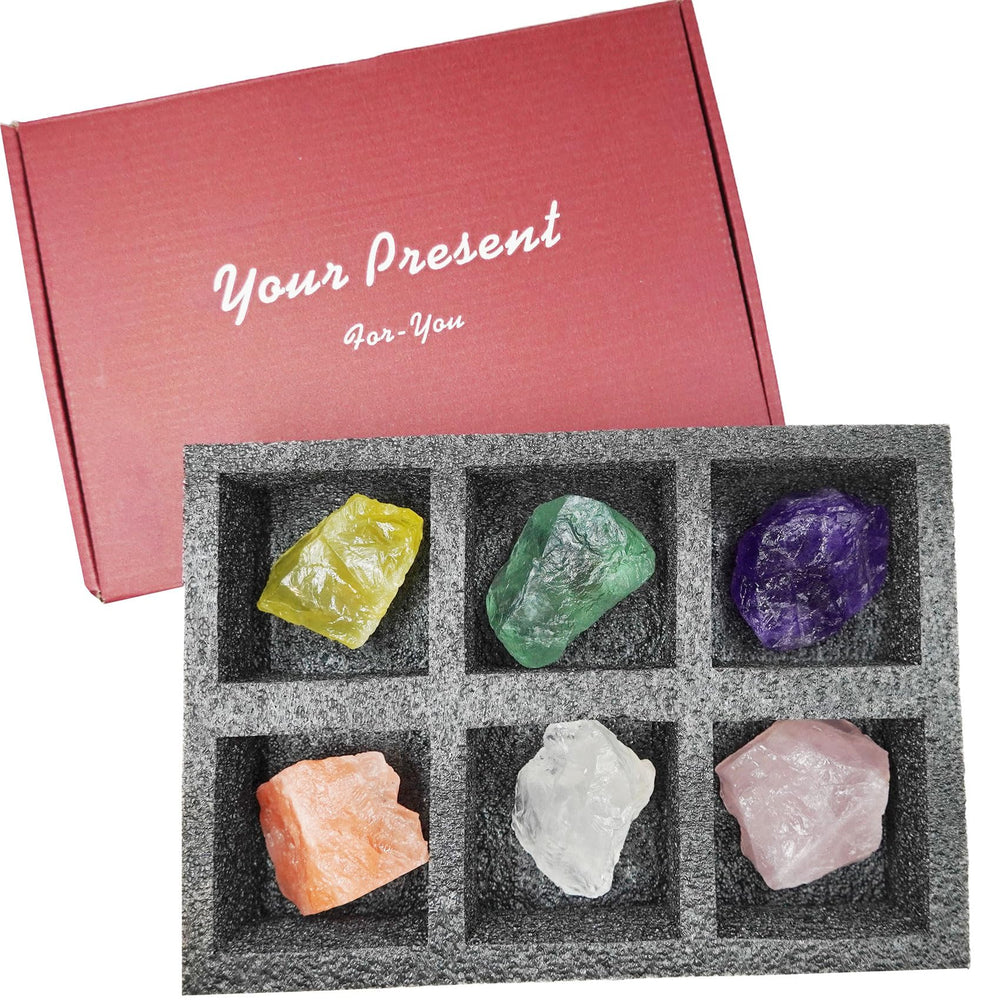 Tizzomx chakra crystals gift set arranged for meditation and balance.