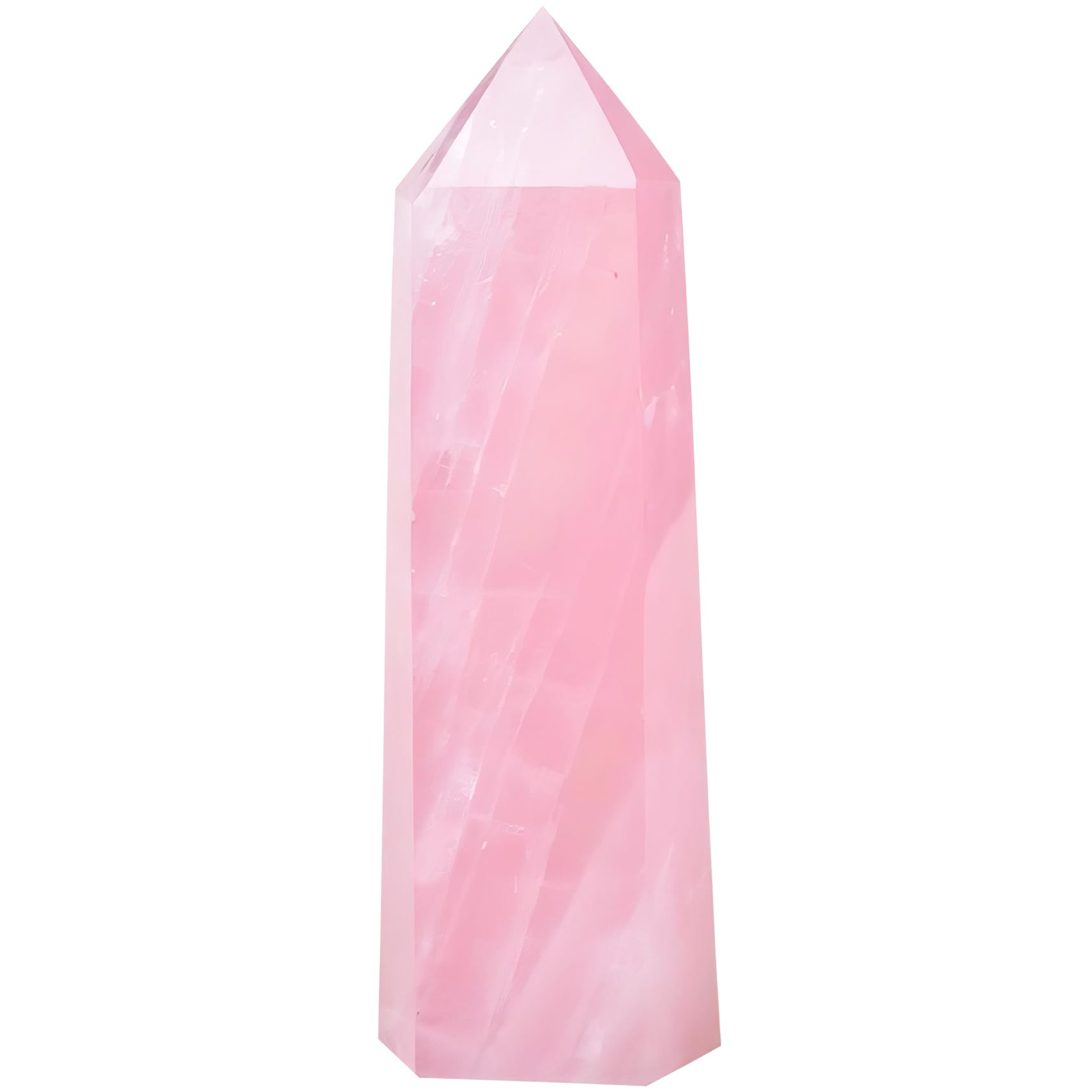 Tizzomx rose quartz crystal tower purifies energy and creates calm ambiance.