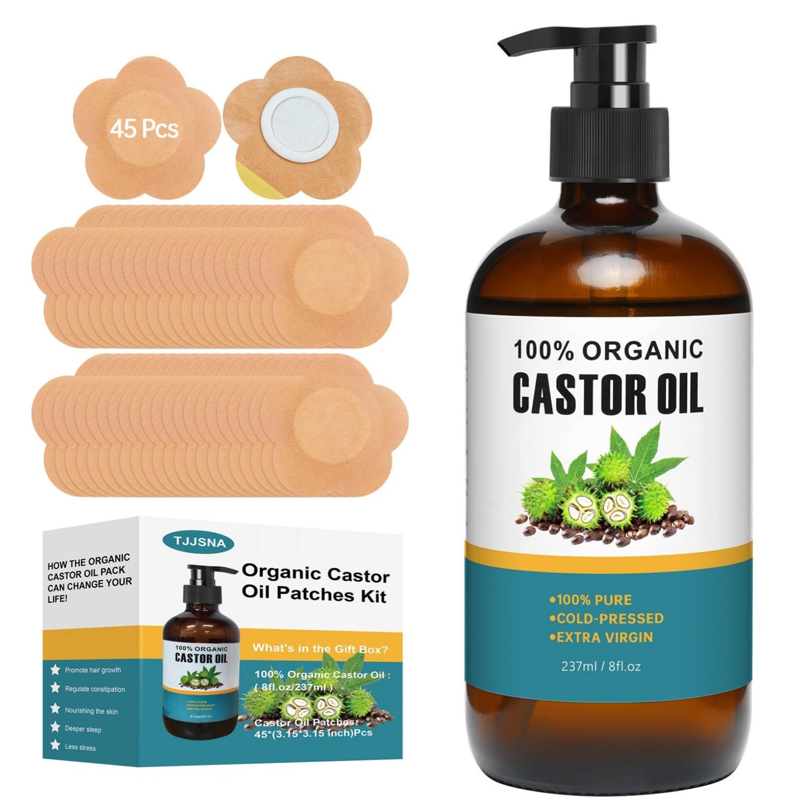 TJJSNA Castor Oil Patch Wrap with flower design for mess-free home use.
