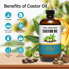 TJJSNA Organic Castor Oil bottle in amber glass protects freshness.