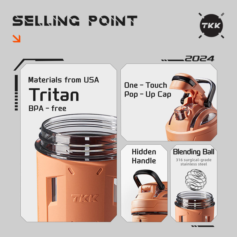 TKK Blender Shaker 24oz leak-proof design prevents spills during intense sessions.
