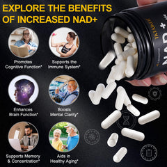 TKTALKER NAD supplement pouring capsules to show easy daily intake.