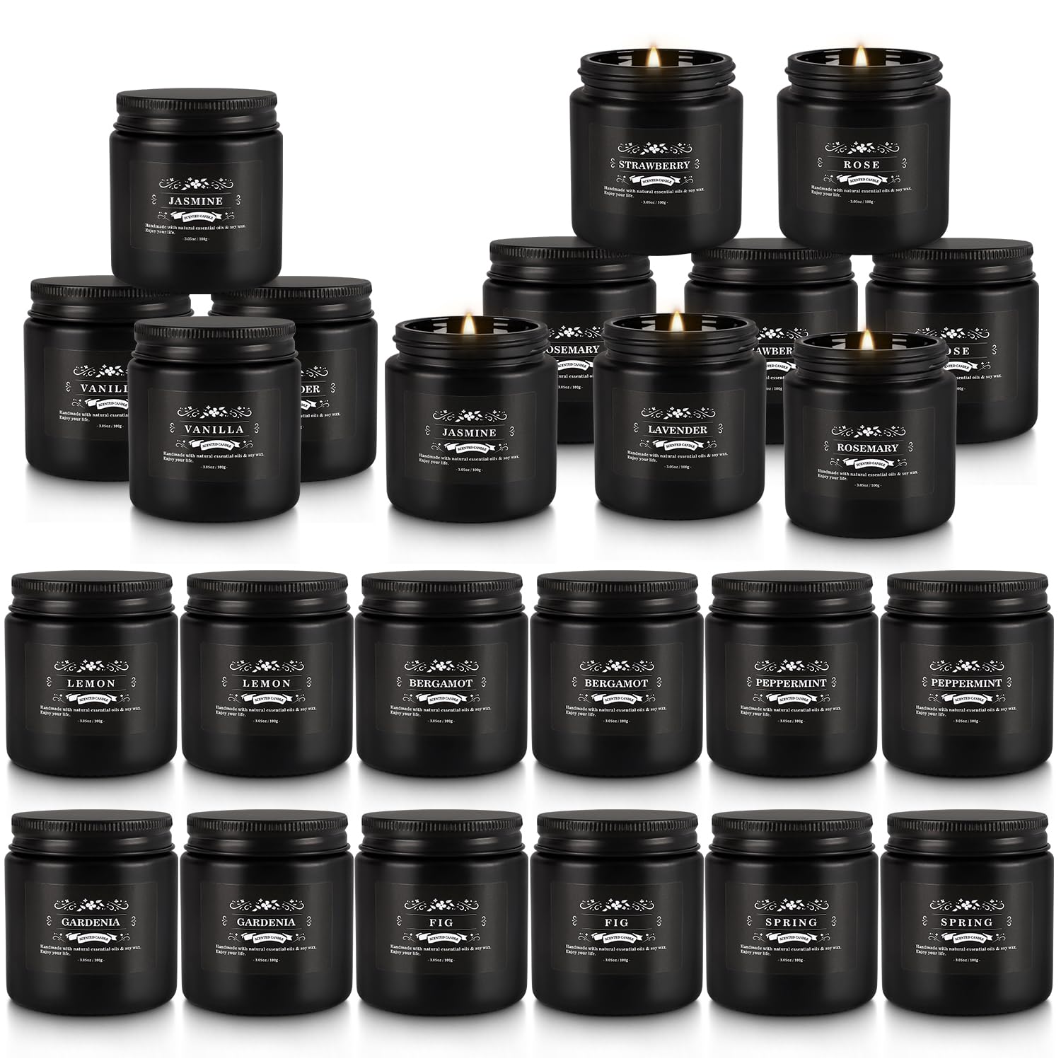 TLNFHRPI soy wax candles close-up, clean burn and long-lasting scent for relaxed evenings.