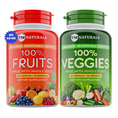 TM NATURALS fruit and veggies bottle front view for daily vegan nutrition