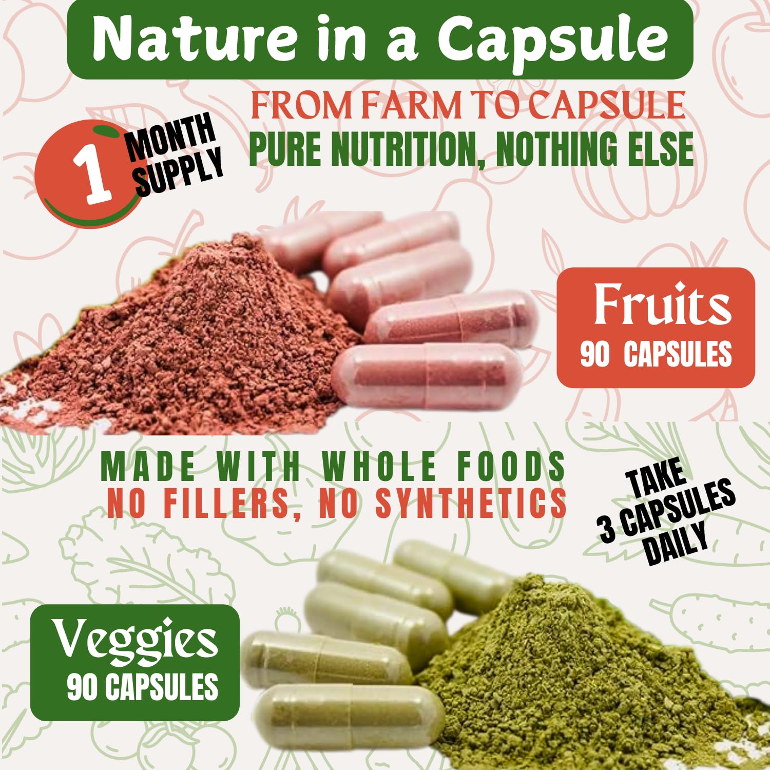 TM NATURALS ingredients blend visual with 40+ whole foods