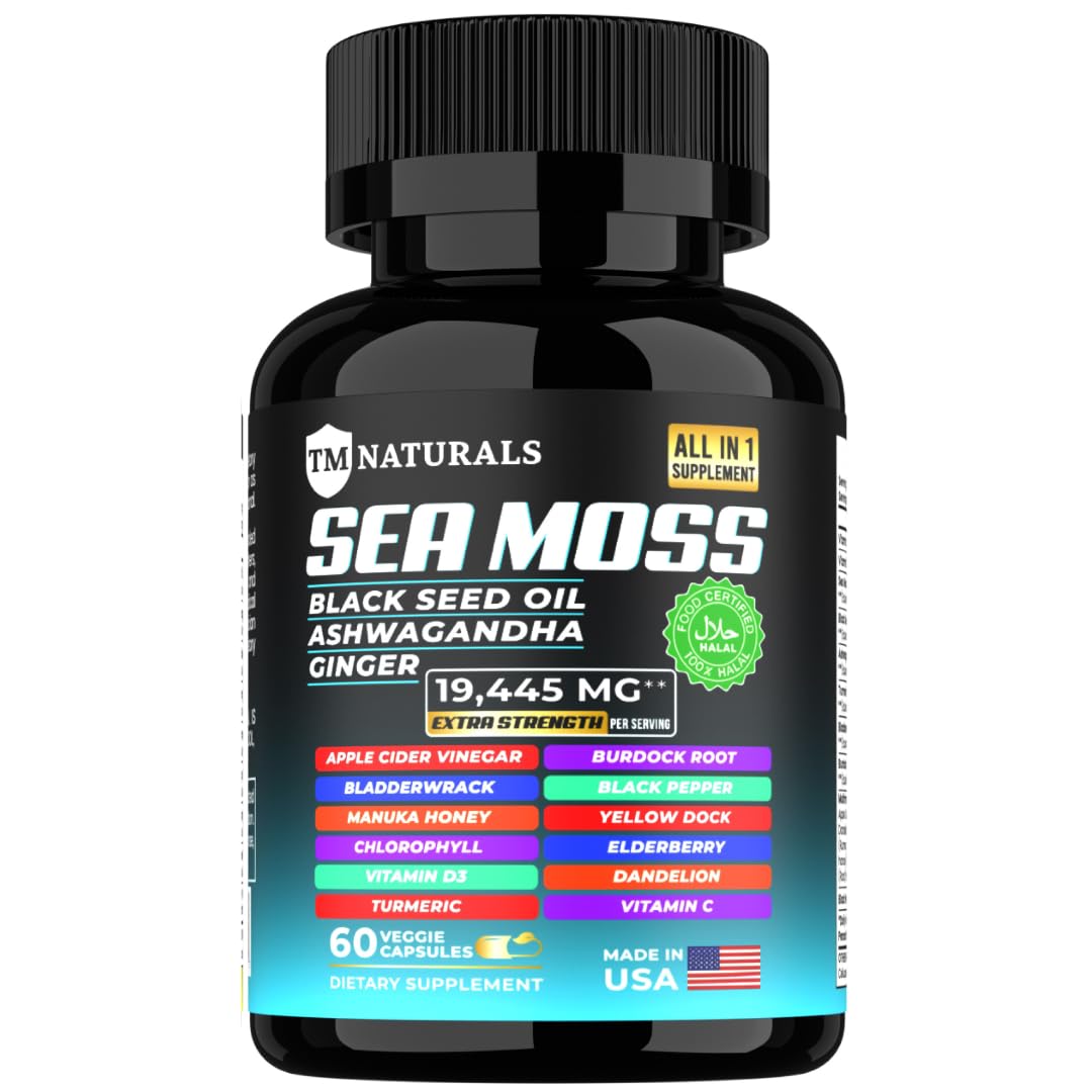 TM NATURALS Sea Moss bottle for daily mineral-rich wellness.
