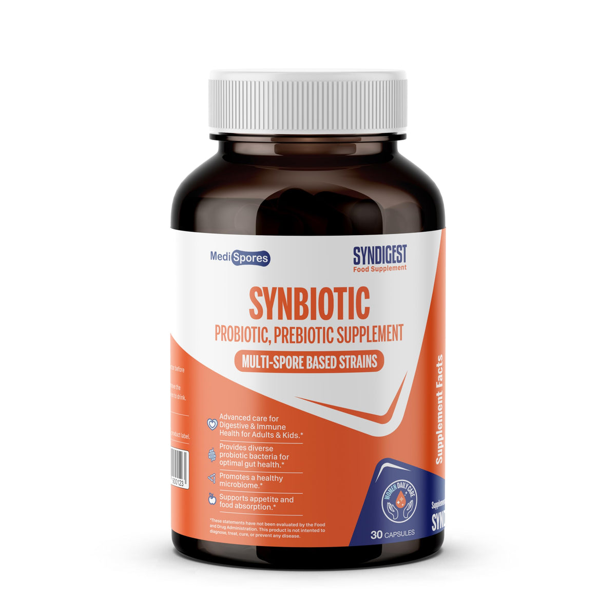 TMA Medispores Syndigest bottle front for daily digestive support.