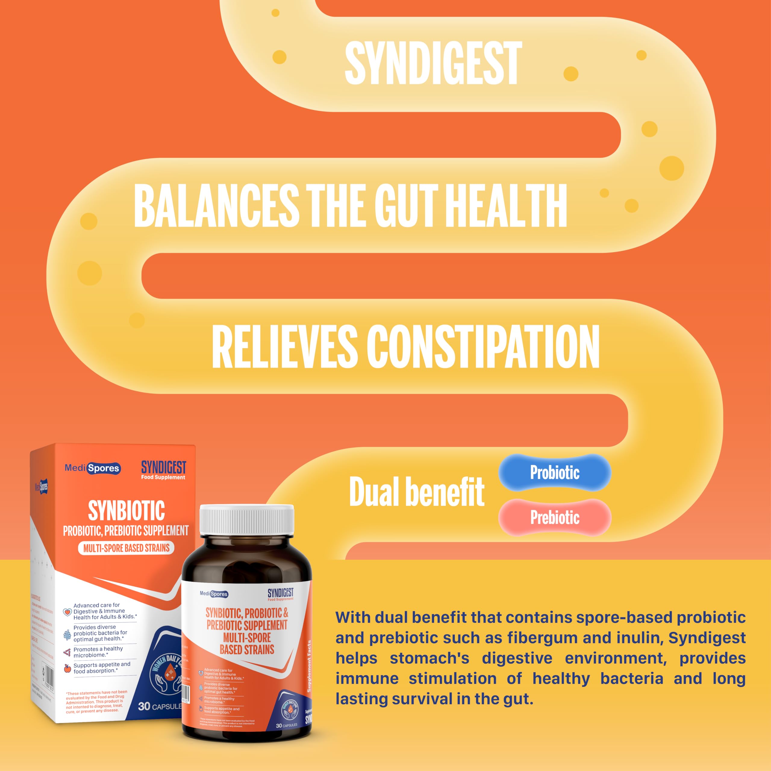 TMA Medispores Syndigest bottle on shelf emphasizing travel-friendly design.