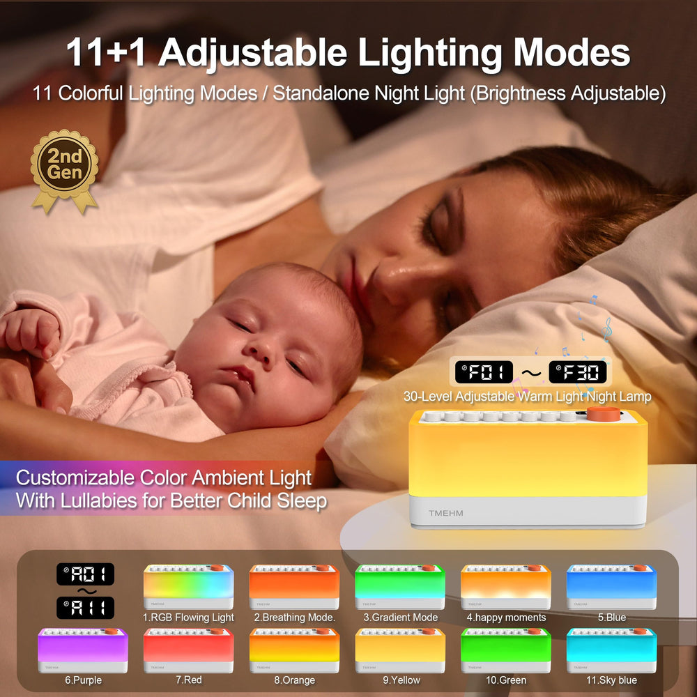 Warm night light with adjustable brightness for baby bedtime.