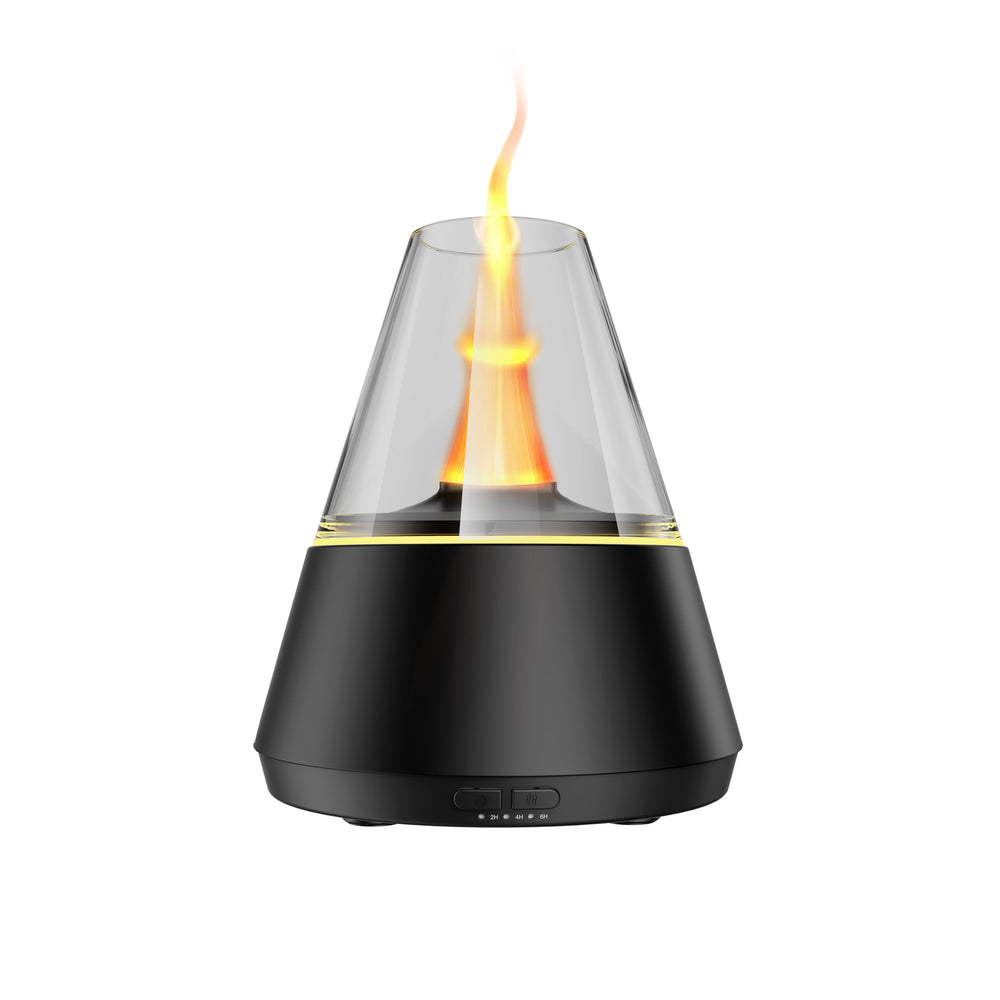 TMEHM essential oil diffuser with candle flame front creates cozy ambience.