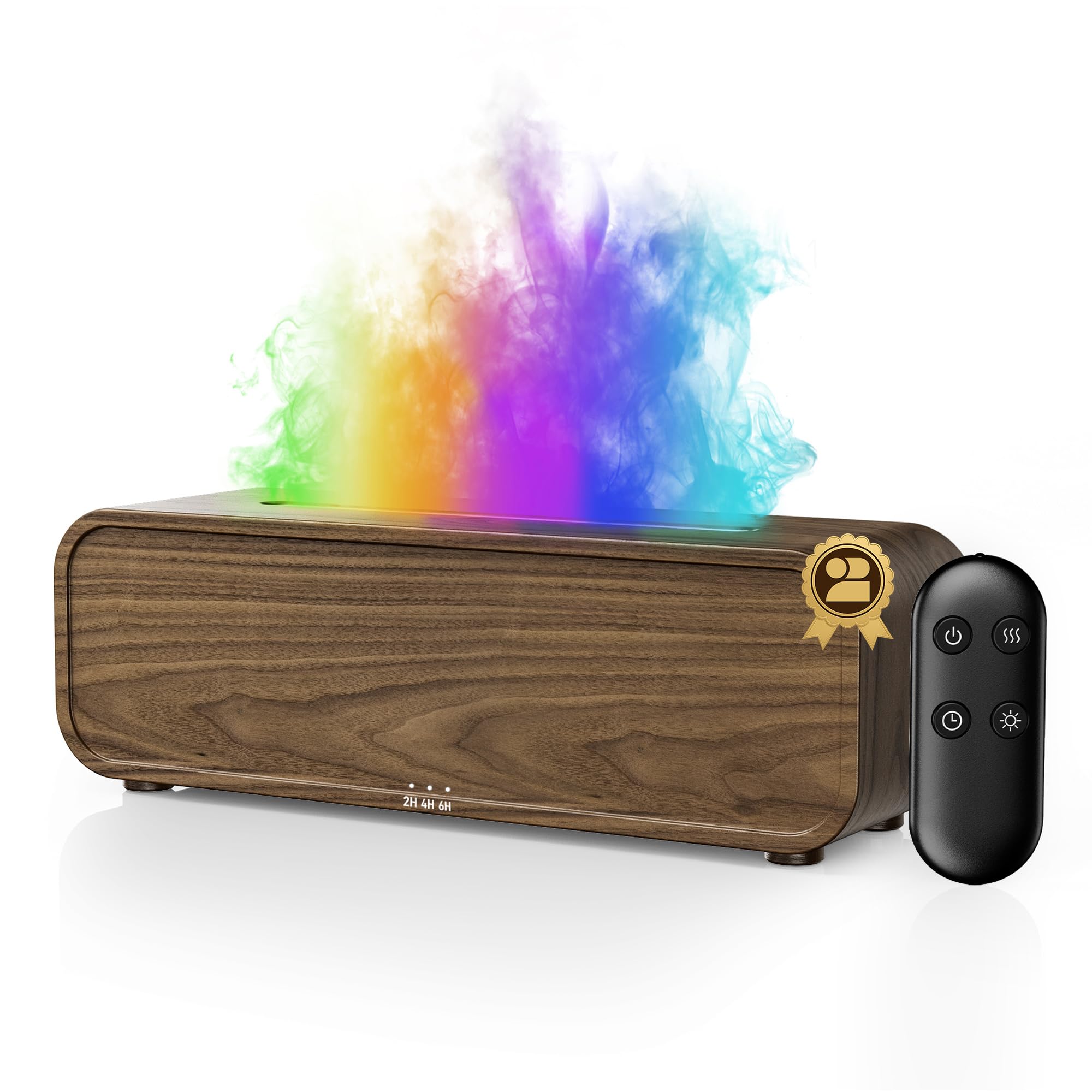 TMEHM sound reactive flame diffuser with wood grain finish for dynamic ambiance