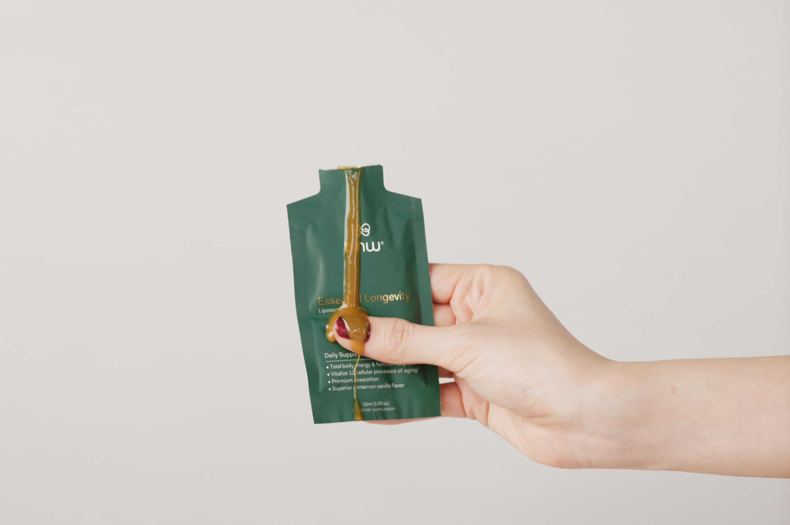 TMW Essential Longevity liposomal formula uses MCT oil for a smooth mix.