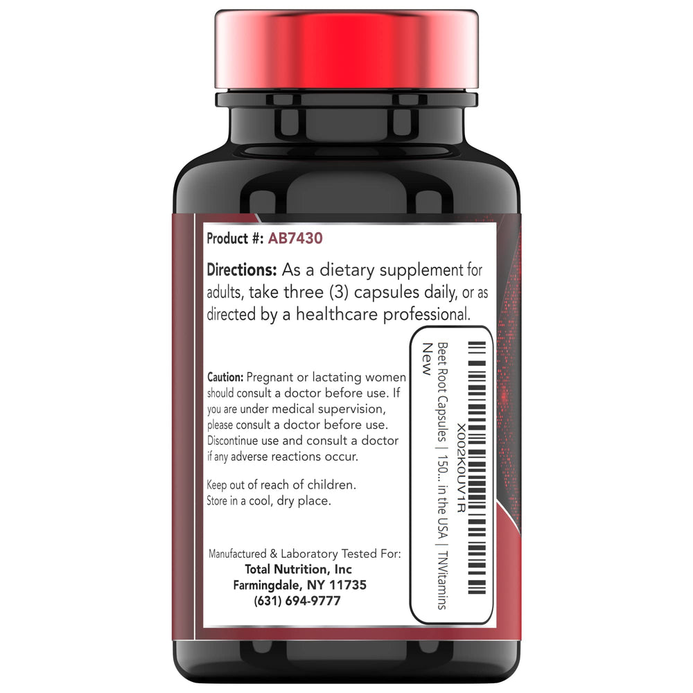 TNVitamins Beet Root Capsules packaging detail for clear use and handling.