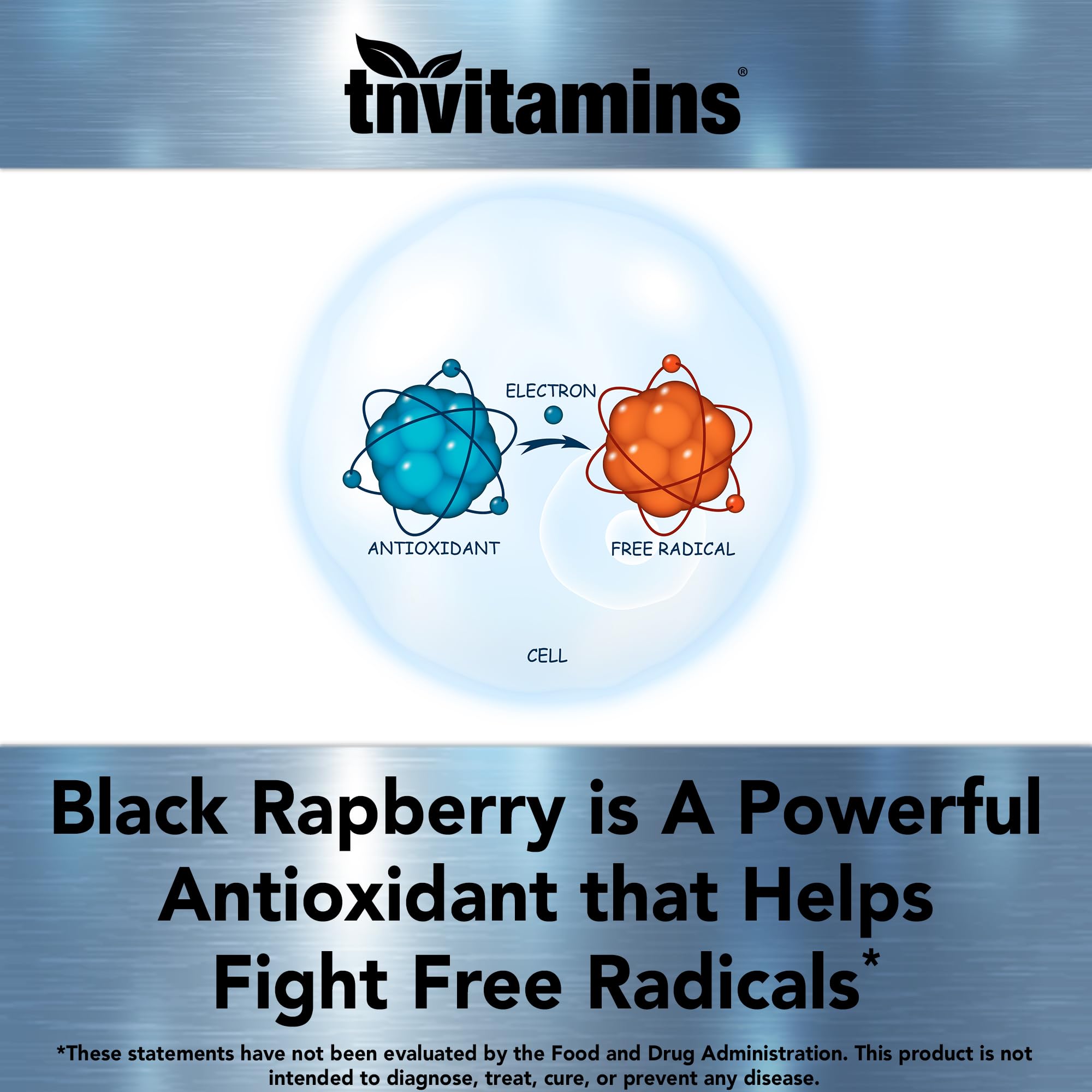 tnvitamins Black Raspberry Capsules free from gluten, dairy, soy for sensitive diets.