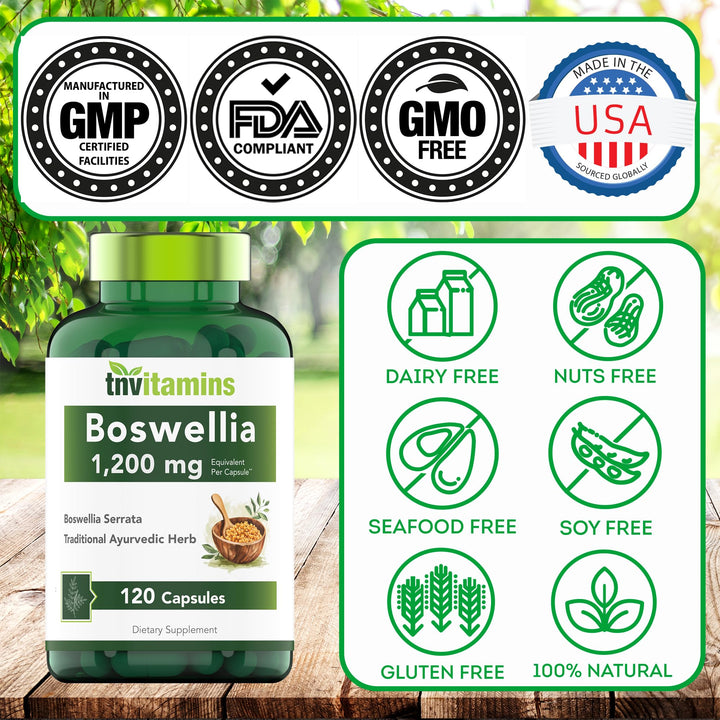 tnvitamins Boswellia bottle on a clean table as part of daily routine