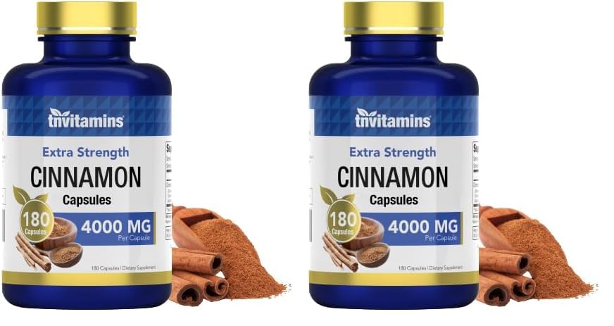 tnvitamins Cinnamon Capsules bottle label shows 4000 mg per capsule for daily wellness