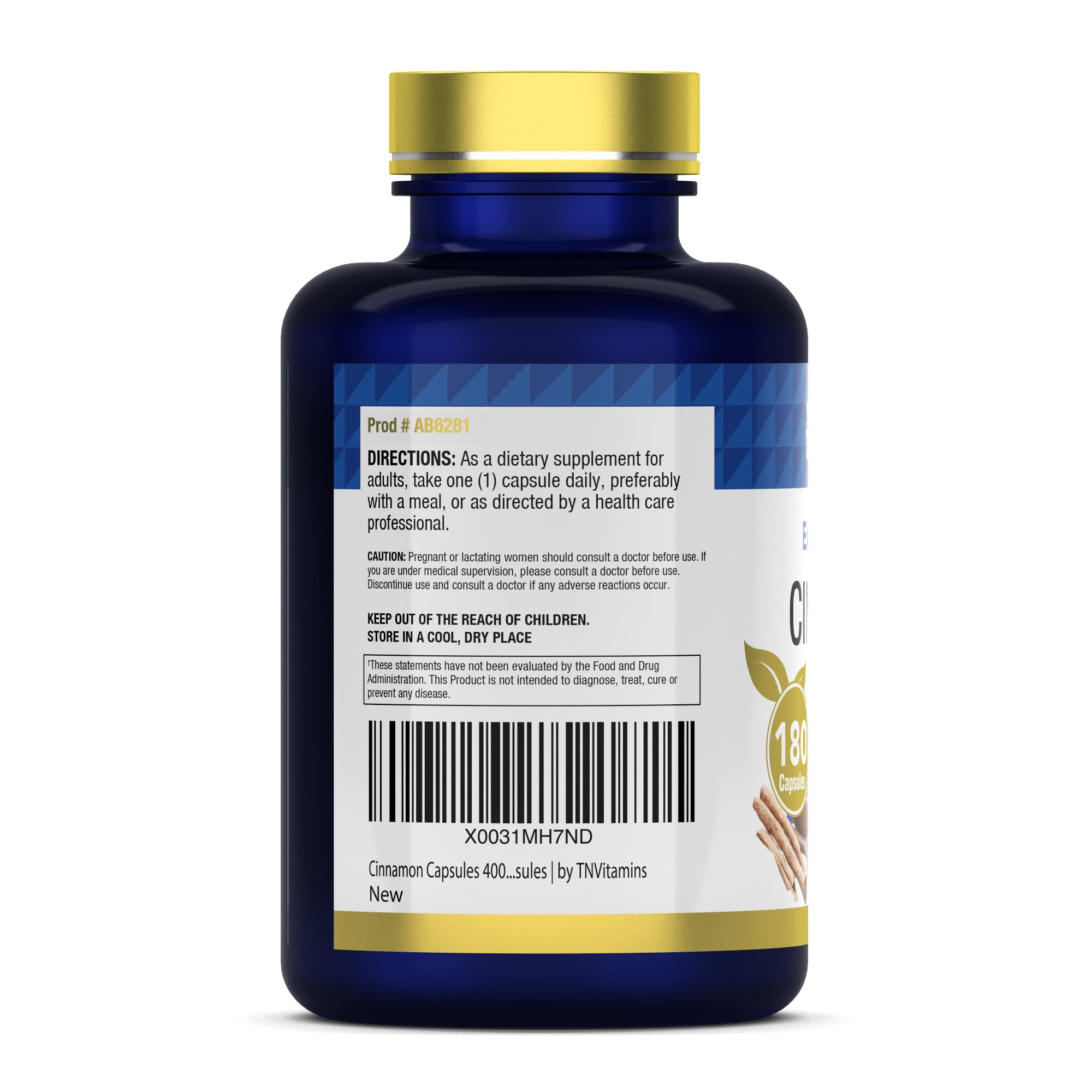 tnvitamins Cinnamon capsules on kitchen counter suggesting convenient daily use