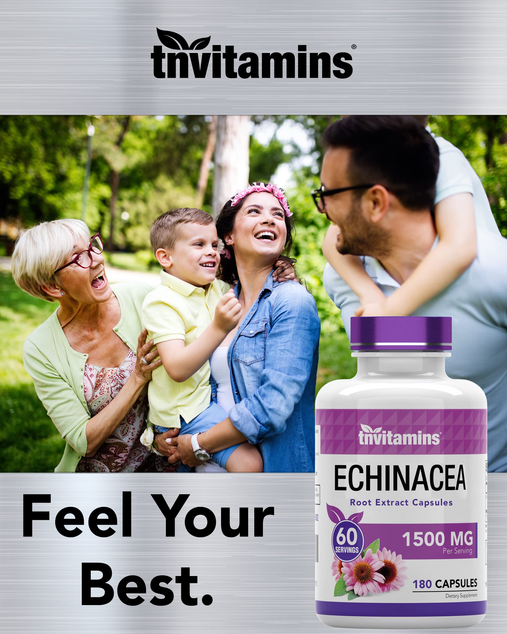 tnvitamins Echinacea label confirms USA-made quality.