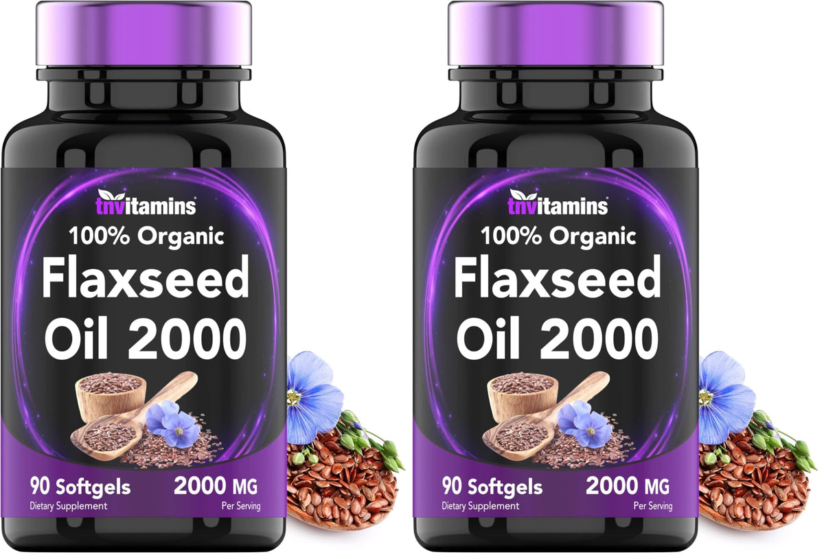 tnvitamins flaxseed oil softgels bottle-front highlighting omega-3 rich formula