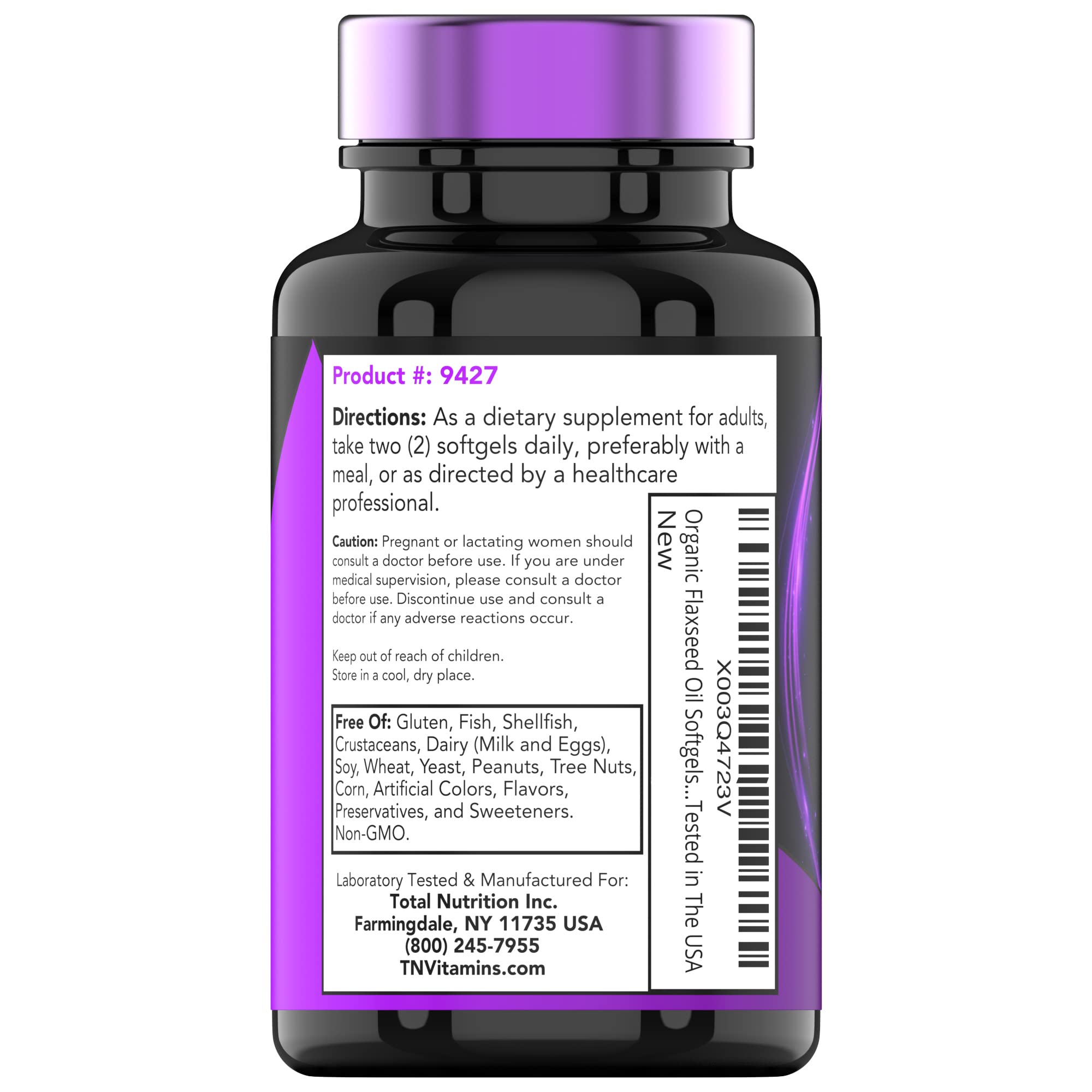 tnvitamins flaxseed oil softgels bottle on kitchen counter for daily omega-3