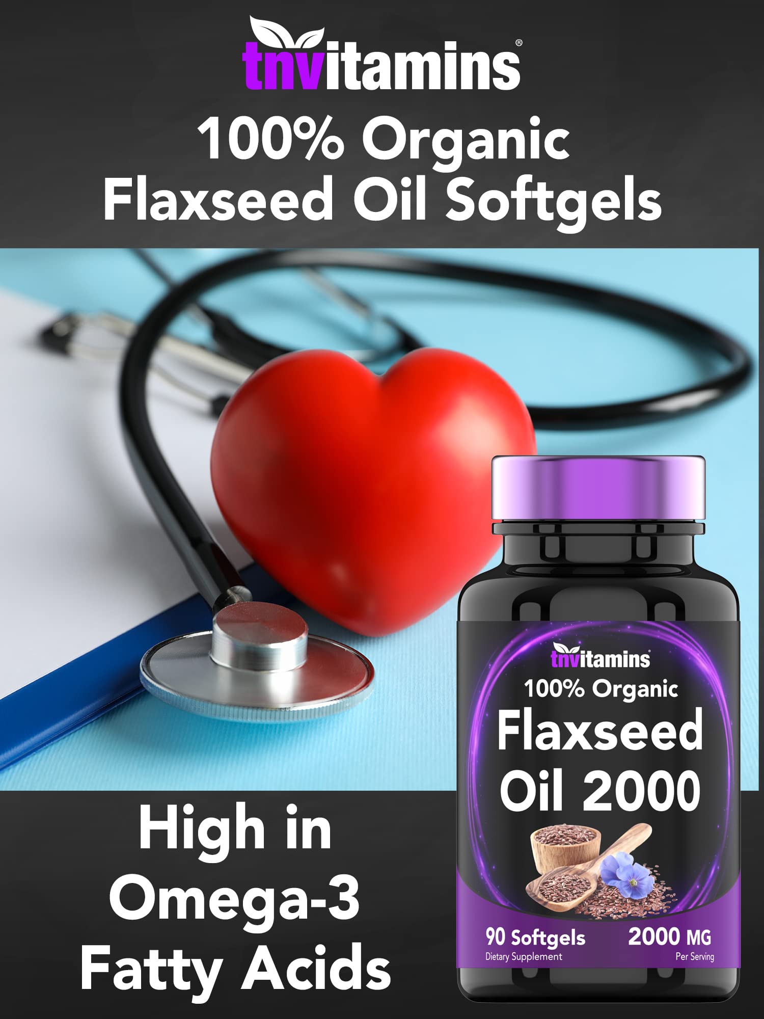 tnvitamins flaxseed oil softgels serving-dosage illustration
