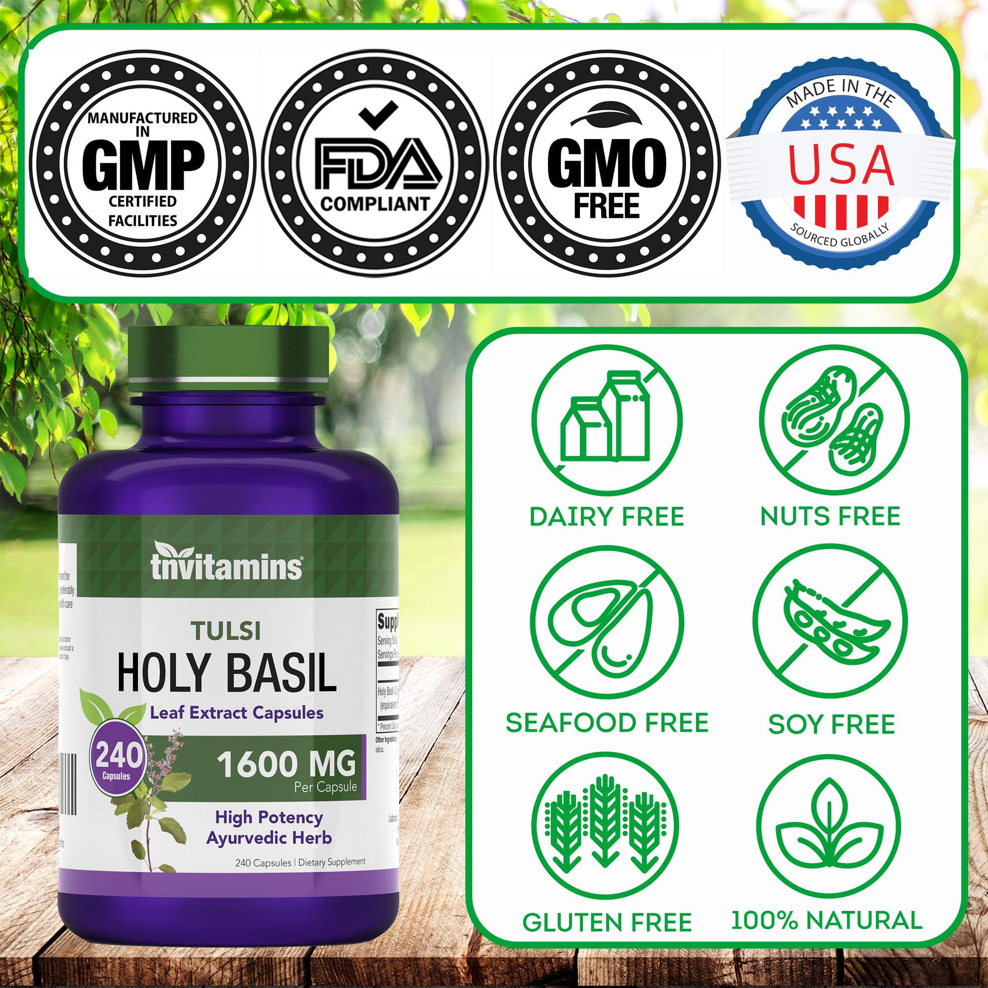 Close-up of Holy Basil Capsules, easy to swallow and consistent in appearance