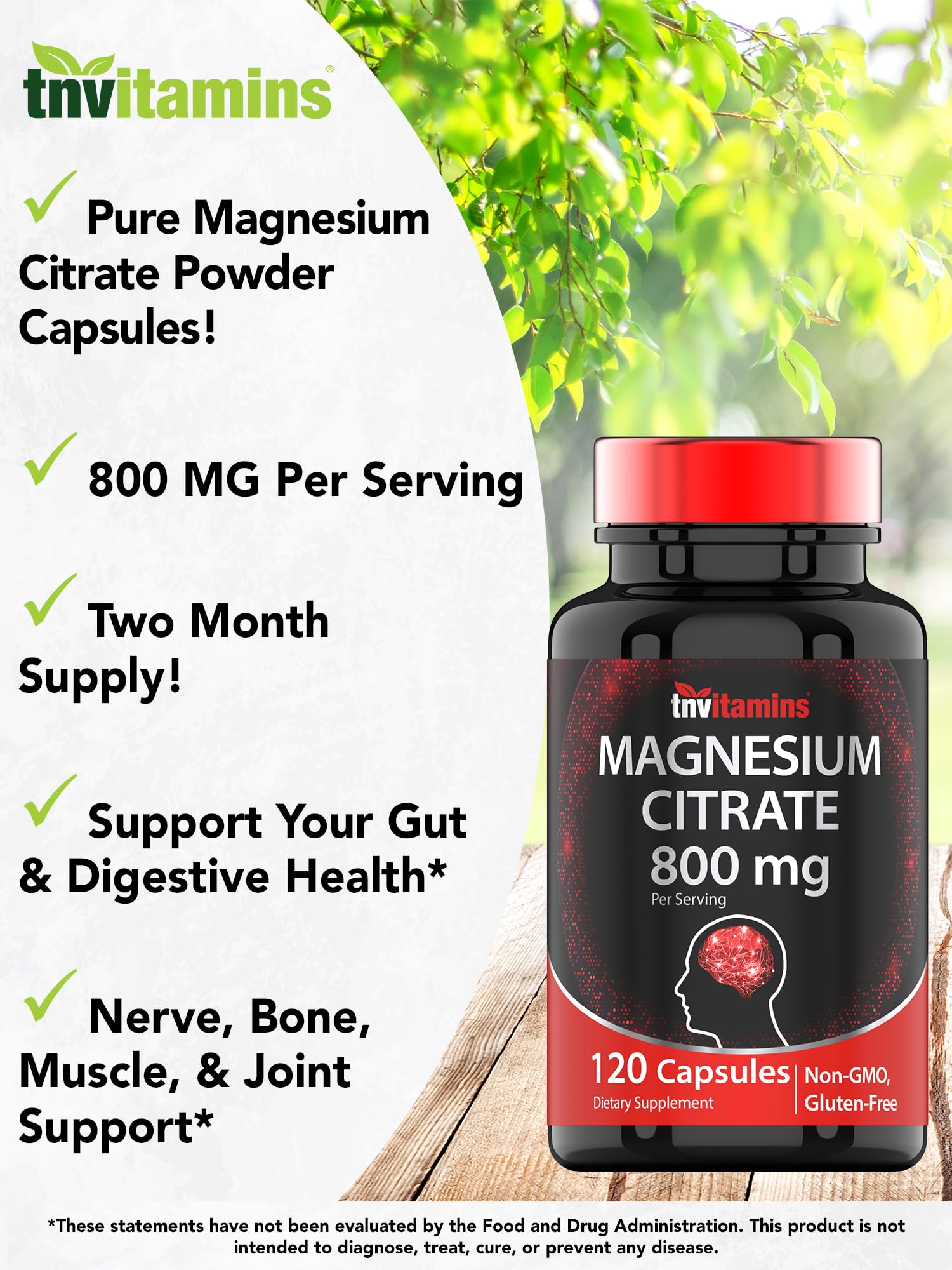 TNVitamins Magnesium Citrate label indicates USA made, lab tested, and allergen information