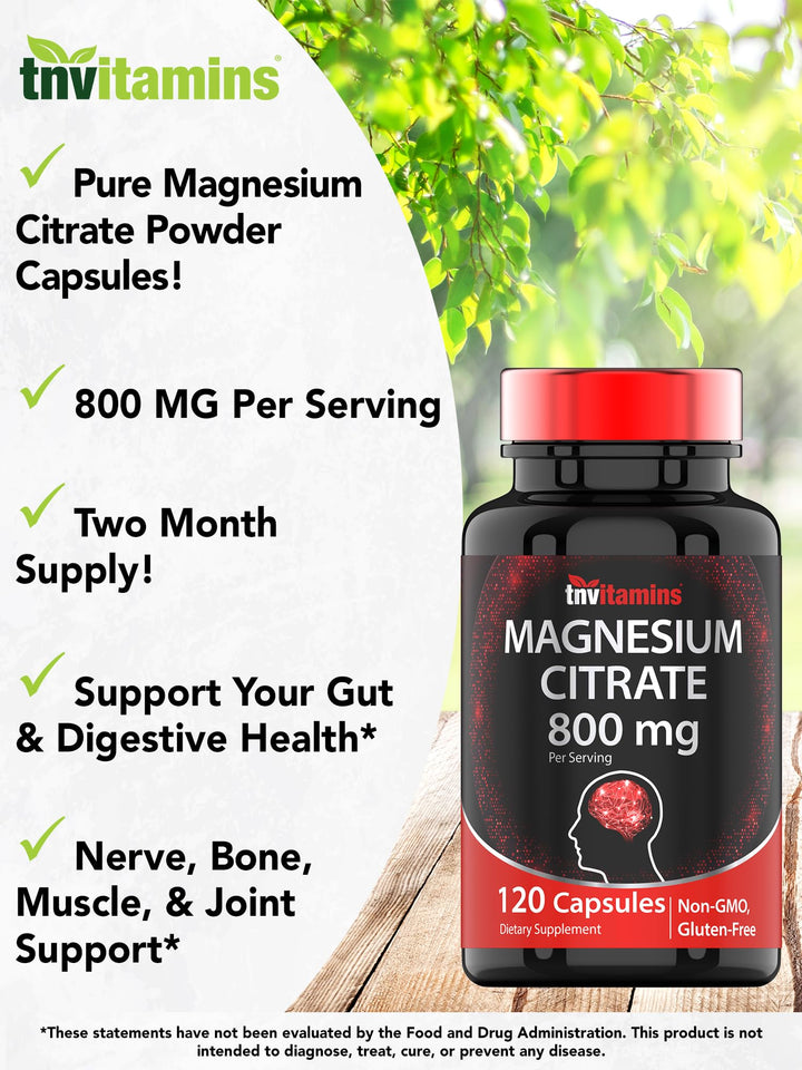 TNVitamins Magnesium Citrate label indicates USA made, lab tested, and allergen information