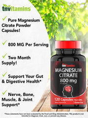 TNVitamins Magnesium Citrate label indicates USA made, lab tested, and allergen information