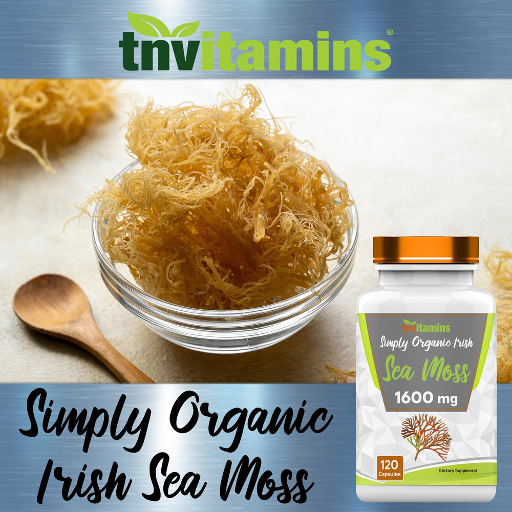 TNVitamins mineral-rich sea moss graphic highlights diverse nutrients.