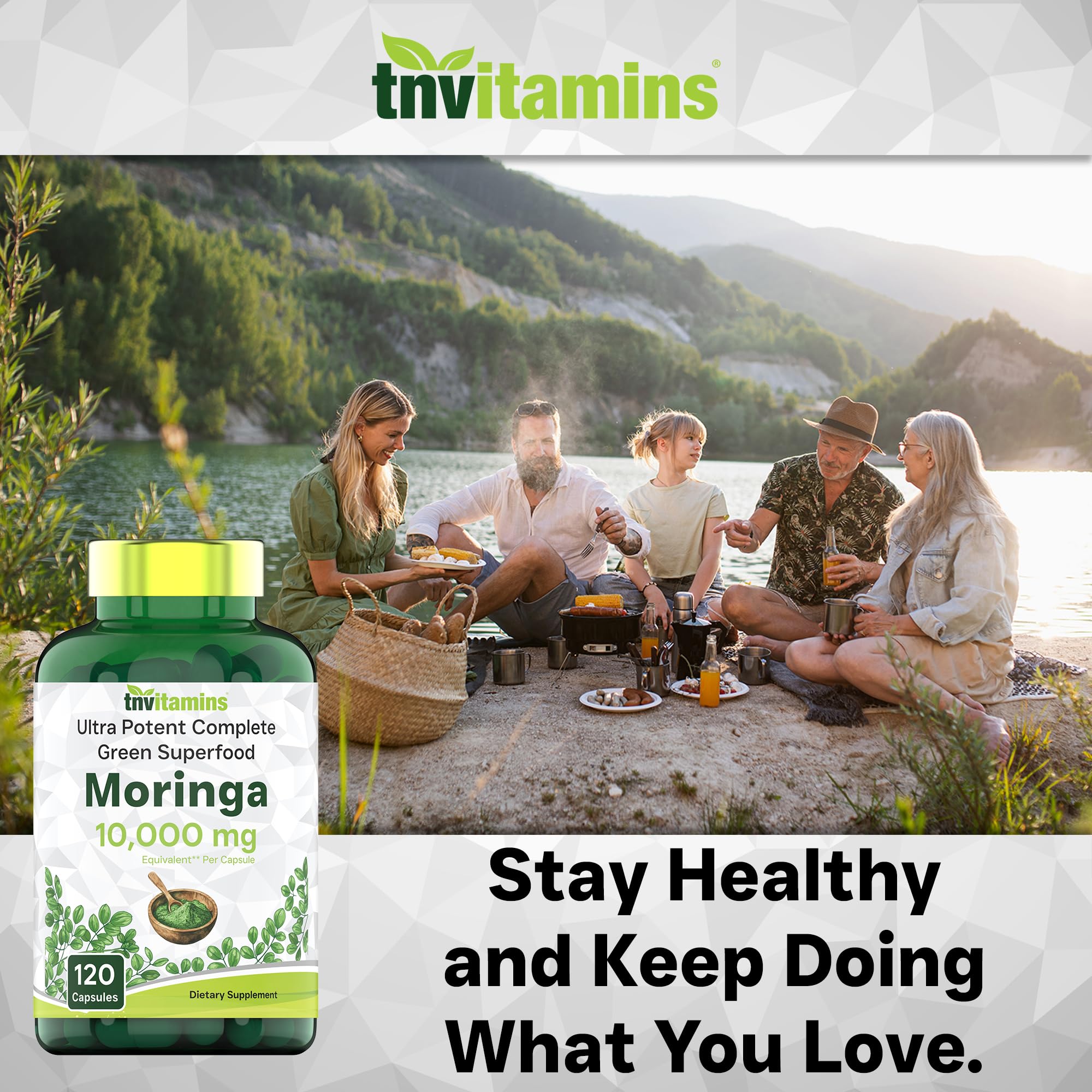 tnvitamins Moringa Capsules box and bottle convey clean trusted formula