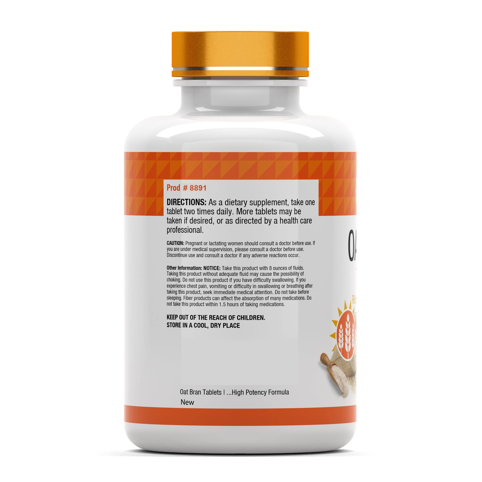 tnvitamins Oat Bran Tablets close-up of tablets in blister showing high potency fiber