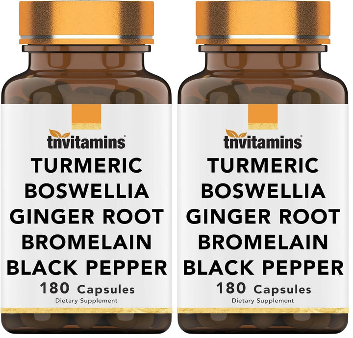 tnvitamins Turmeric & Boswellia Complex bottle front showing joint support