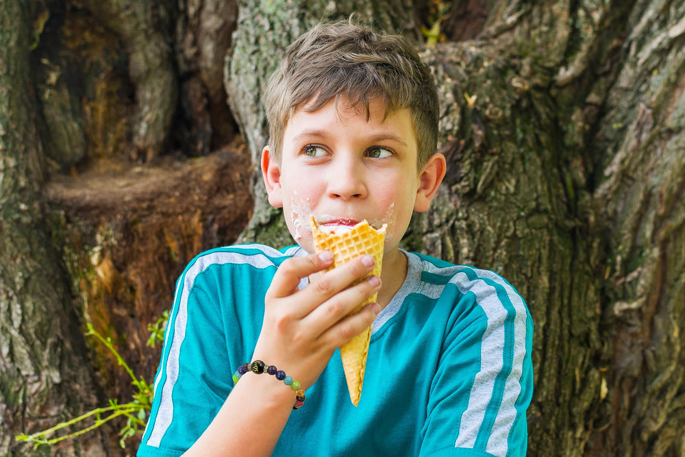 Todenb white howlite beads close-up with heat-treated polish.