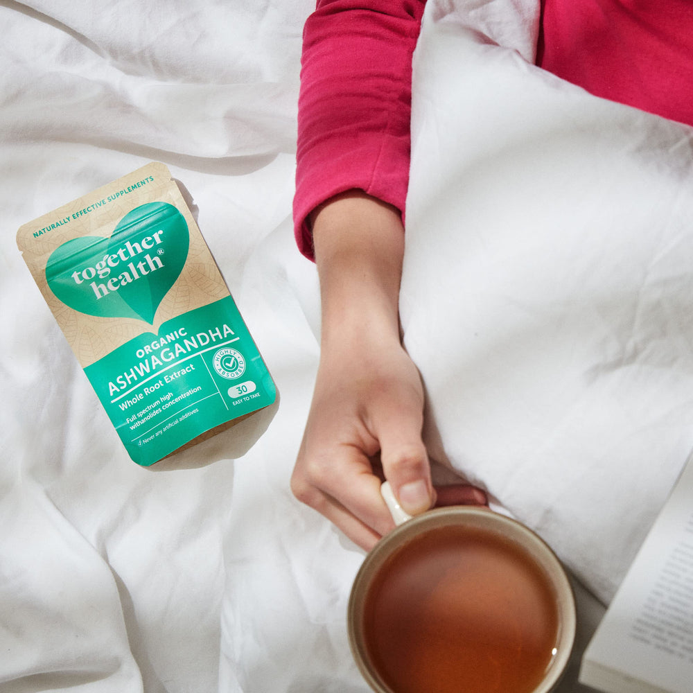 Together Ashwagandha organic farming label communicates allergen-free promise.
