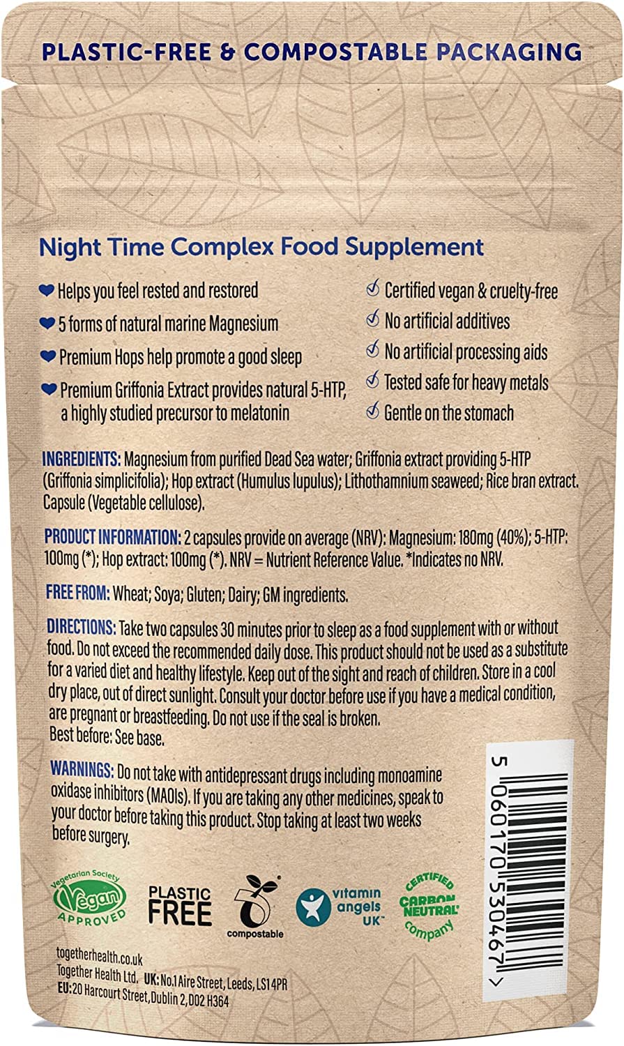 Together OceanPure Night Time capsules close-up showing vegan, allergen-free formula