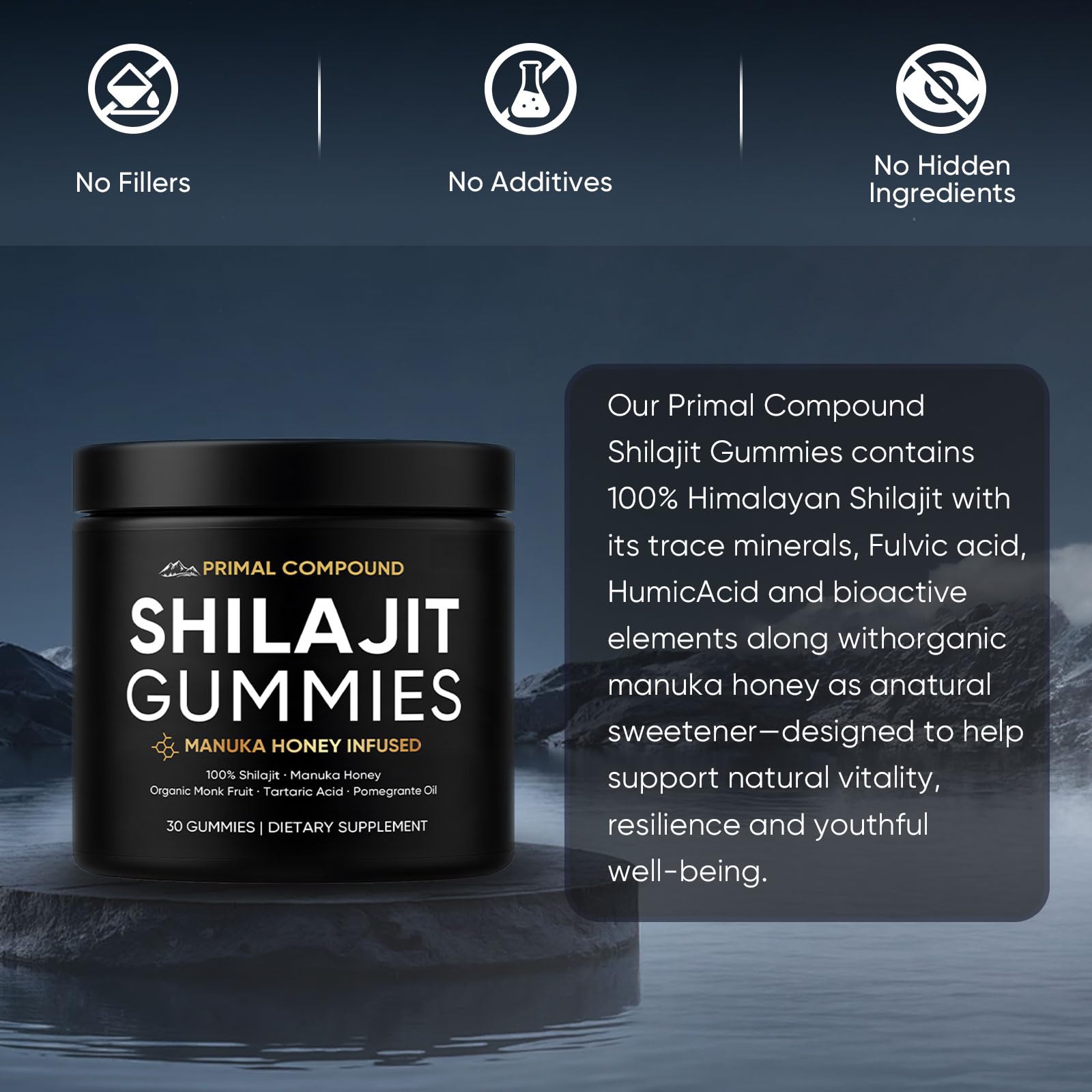 Manuka honey drizzle over TOGOLIUN gummies for natural sweetness