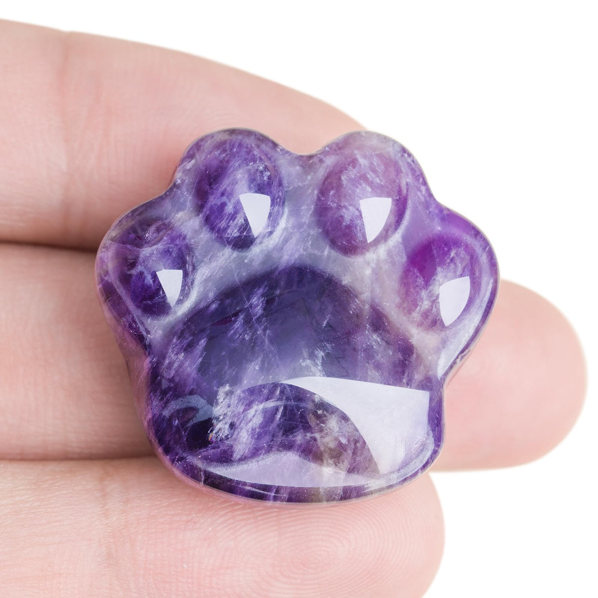 Togous cat amethyst worry stone with paw design for calming rituals