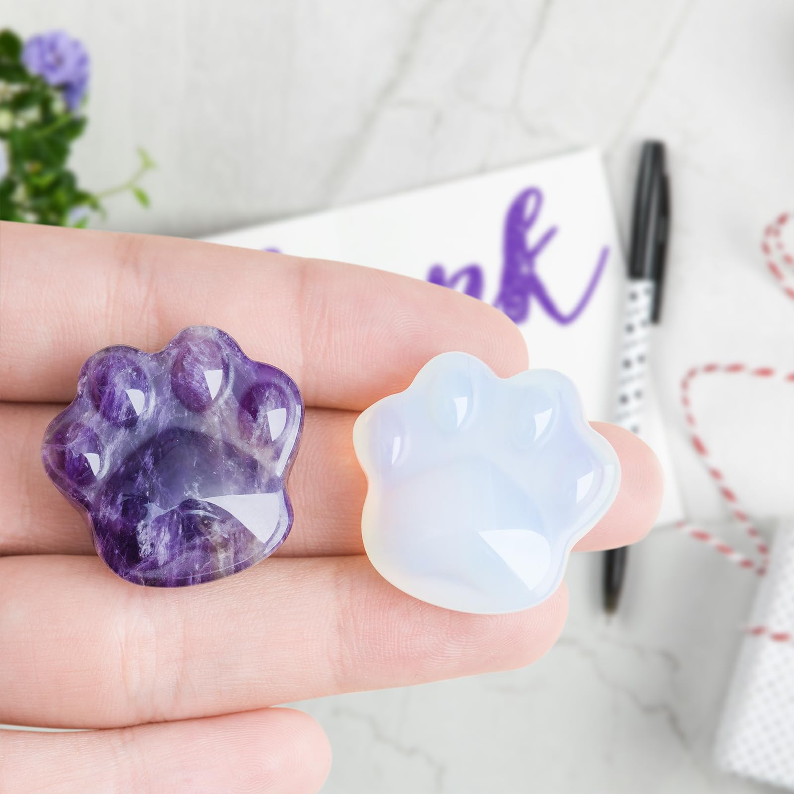 Togous cat amethyst worry stone pocket-sized for on-the-go calm