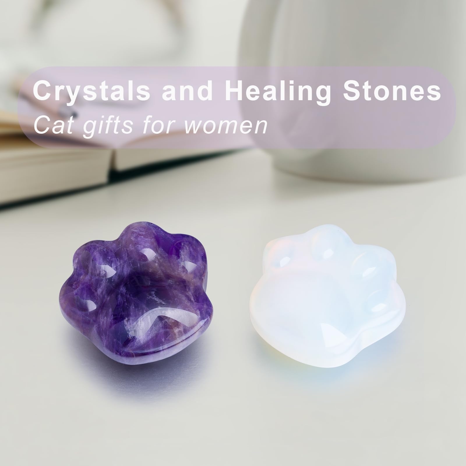 Togous cat amethyst worry stone used in Reiki or feng shui decor