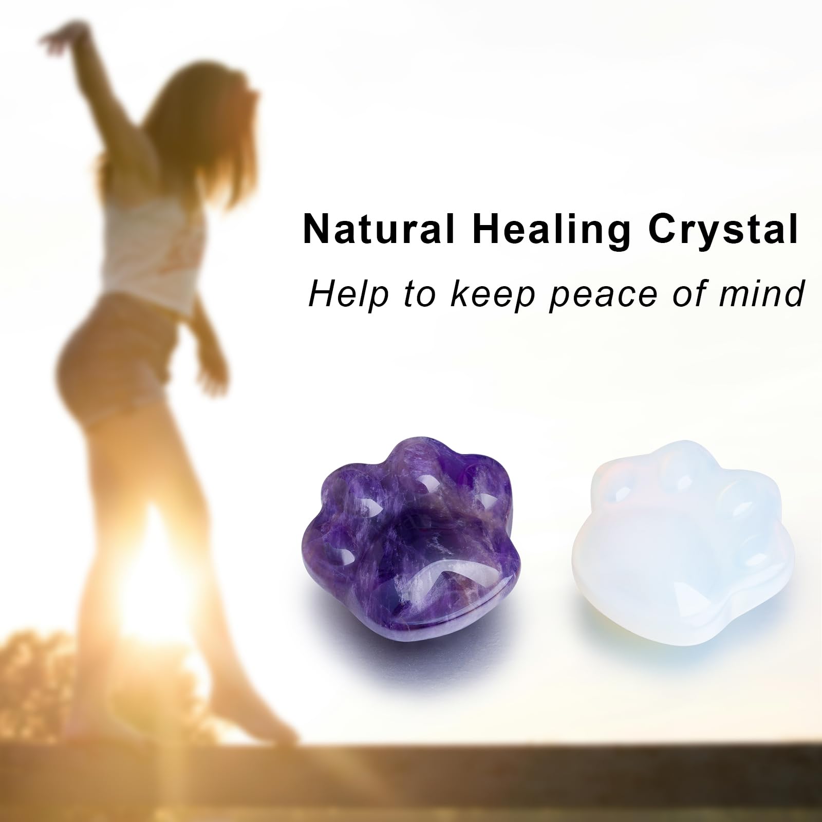 Togous cat amethyst worry stone in velvet pouch for gifts