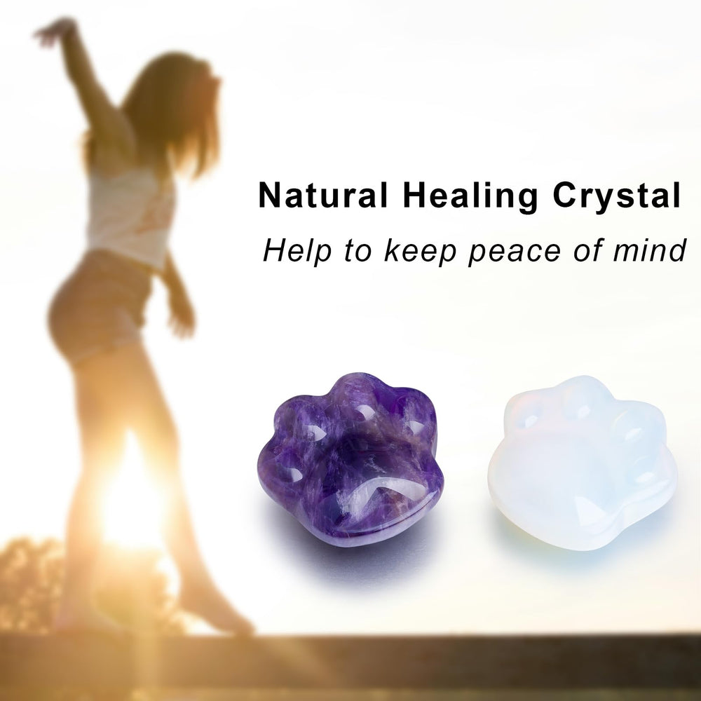 Togous cat amethyst worry stone in velvet pouch for gifts