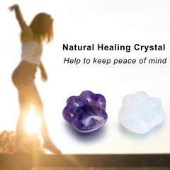Togous cat amethyst worry stone in velvet pouch for gifts