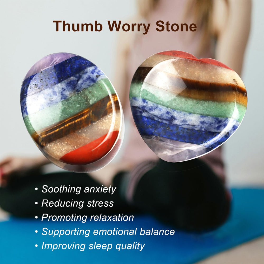 Togous Worry Stone seven-chakra-heart showing seven colors for balance in meditation.